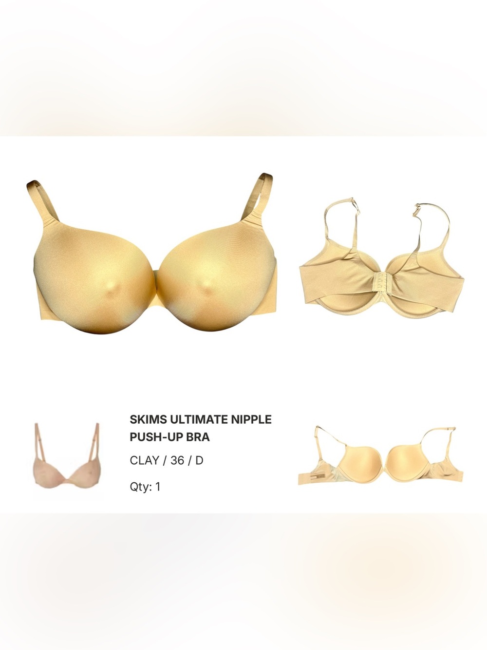 SKIMS Ultimate Nipple Push-Up Bra - Clay - 36D